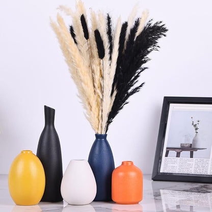 Colorful Ceramic Bud Vases Set of 5 - Modern Yellow, Orange, Blue Small Vases for Home Decor - Ideal for Living Room, Kitchen, Office, Bathroom, Mantle, Entrance, Farmhouse & Coffee Table Decorations