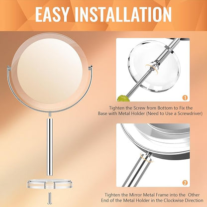 Auxmir 1X/ 30X Magnifying Mirror, Double Sided Makeup Mirror with Stand, Vanity Tabletop Mirror with Tweezer, 360° Rotation Portable for Dressing Table Desk Bathroom Bedroom Travel, 8 Inch