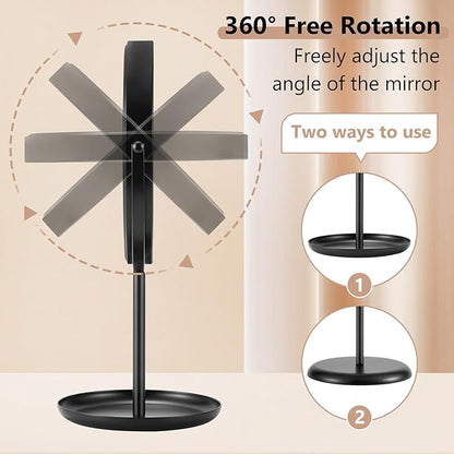 DECLUTTR 15X Magnifying Makeup Mirror, 9 Inch Tabletop Mirror on Stand, Large Double Sided Mirror for Desk, Black