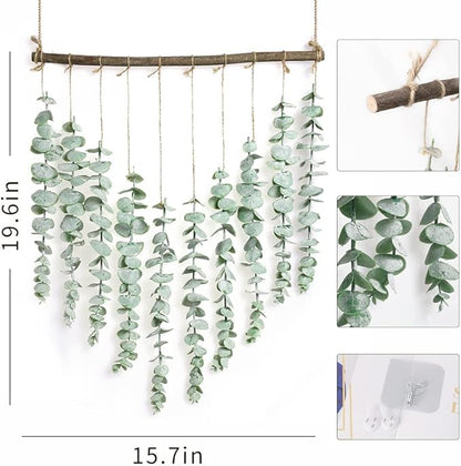 Artificial Eucalyptus Wall Hanging Decor - Fake Eucalyptus Leaves Greenery Vines Wall Hanging Plants - Farmhouse Rustic Boho Decor for Bathroom Bedroom Livingroom Decorations