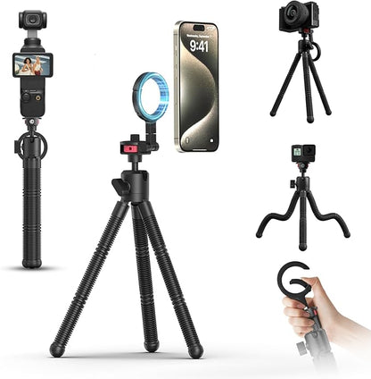 ULANZI MT30 Magnetic Flexible Tripod for iPhone 17-12 Series with 1/4" Thread, Mini Bendable Phone Holder Stand for MagSafe & Cameras, Octopus Mini Tripod Mount for Creative Shooting & Video Recording
