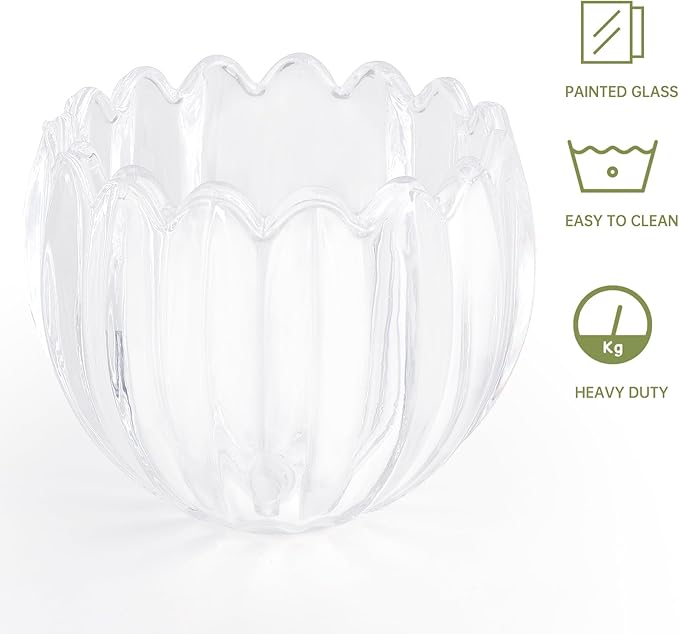 Tulip Lamp Shades Replacement, 5" Dia. * 4.25" H，0.394” Top Hole Clear Glass Sconce Shade Heavy and Thick for Table Lamp, 2 Pack