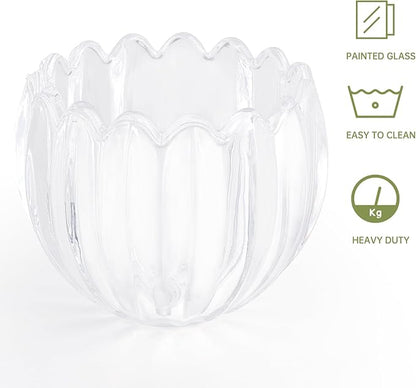 Tulip Lamp Shades Replacement, 5" Dia. * 4.25" H，0.394” Top Hole Clear Glass Sconce Shade Heavy and Thick for Table Lamp, 2 Pack