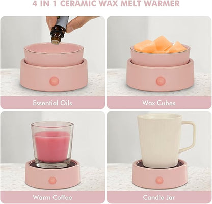 Bobolyn Candle Warmer for Scented Wax Melts 4-in-1 Electric Ceramic Candle Burner for Scented Wax Cubes Fragrance Melter for Home Office Bedroom Gift & Decor