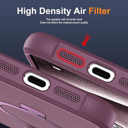 Compatible with iPhone 15 Plus Case with Invisible Magnetic O-Ring Stand Military-Grade Translucent Case for iPhone 15 Plus 6.7" [Compatible with Mag-Safe][Great Grip Feeling], Wine Red