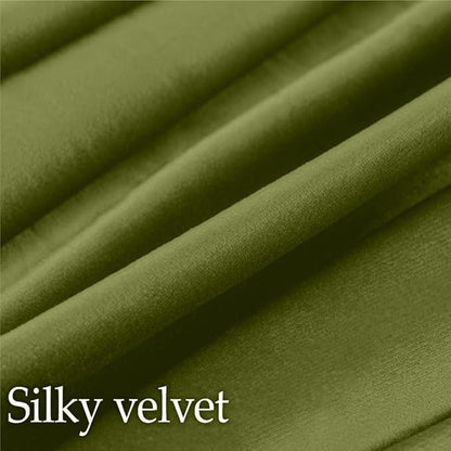 lalaLOOM Velvet Throw Pillow Covers, Set of 2, 18x18 Decorative Square Pillows Home Decor, Soft Accent Cases, Silky Machine Washable Pillowcases for Sofa, Couch, Bedroom, Living Room, Moss Green