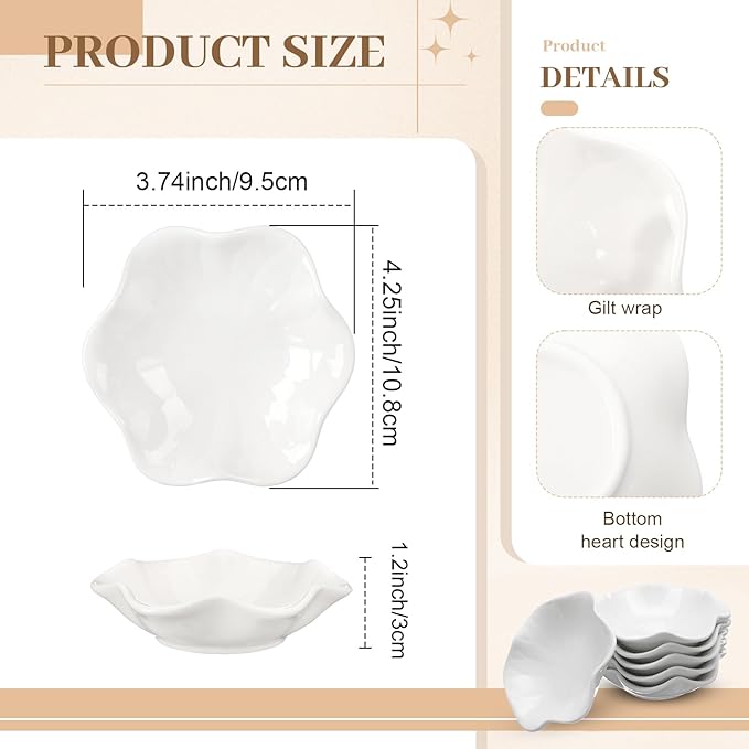 Shappy 6 Pcs White Ceramic Jewelry Tray 4.5 in Ring Holder Trinket Dish for Christmas Friendship Wedding Birthday Gifts(Flower)