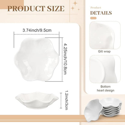Shappy 6 Pcs White Ceramic Jewelry Tray 4.5 in Ring Holder Trinket Dish for Christmas Friendship Wedding Birthday Gifts(Flower)