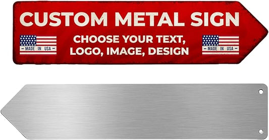 Custom Right Arrow Metal Sign by BCB | Directional Signs for Indoor & Outdoor Use | Personalized Rust-Free Metal Yard Display | Weatherproof Road Arrow Marker | Multiple Sizes | Made in USA