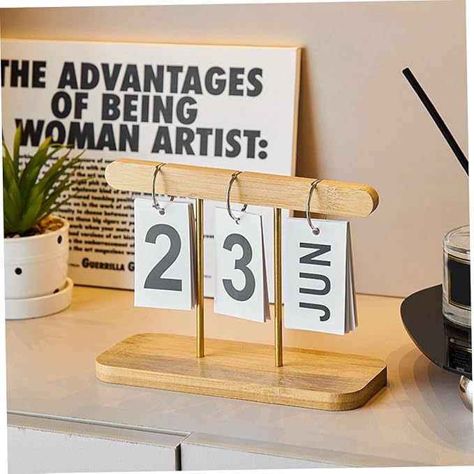 Generic Simple Perpetual Desk Calendar with Movable Blocks for Office Home and Classroom Decoration Reusable Nordic Style Table Ornament for Living and Teacher Desk