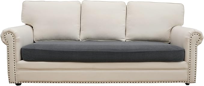 Eismodra Couch Covers for 3 Cushion Couch Sofa Magic Stretch Sofa Slipcover for Dogs Pet L Shape 2 Seat Replacement Furniture Protector,Dark Gray Length 65-78 inches(Only 1 Piece)