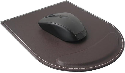 KINGFOM 5PCS Desk Organizer and Accessories Set, Pu Leather Office Supplies with Multifunction Desktop Organizer Storage Box, Tissue Holder, Mouse Pad, Note Paper Holder, Pencil Holder for Desk Brown