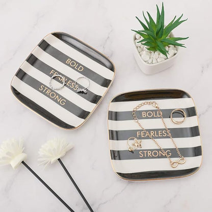Stephanie Imports Bold Fearless Strong Ceramic Trinket Plate and Decorative Jewelry Dish