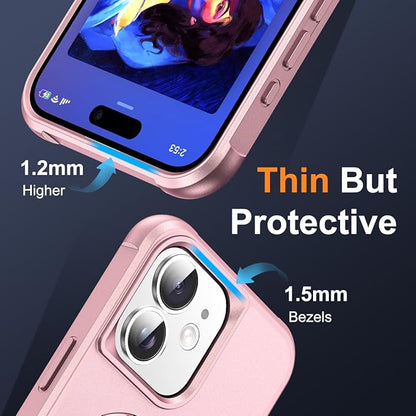Compatible with iPhone 11 Case with Invisible Magnetic O-Ring Stand Military-Grade Case for iPhone 11 6.1" [Compatible with Mag-Safe][Great Grip Feeling], Rose Gold