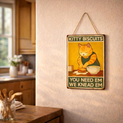 Kitchen Wall Decor Vintage Metal Wall Signs, Vintage Home Decor Cat Lover Gifts for Women, Perfect for Cozy Home Spaces, Funny Decorative Signs & Plaques, Set of 2