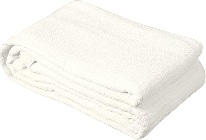 DOLLCENT 100% Cotton California King Size Blanket for Bed, Premium Combed Lightweight Blankets, Washed Breathable Bed Throw Blanket, Ivory Cal King Cotton Blankets for All Season: Ivory (102"x108")