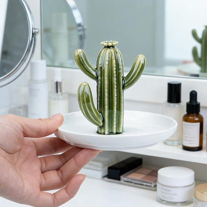 Ceramic Decorative Jewelry Tray Trinket Dish, Ring Holder Ring Dish for Rings Earrings Keys, Home Bathroom Vanity Decor, Birthday Mother's Day Christmas Valentine Gifts for Women
