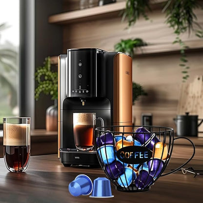 Coffee Pod Holder Large Capacity K Cup Holder for Counter,Coffee Filter Holder Black Wire Coffees Storage Basket for Kitchen Countertop,Coffees Bar,Coffe-e Station Organizer