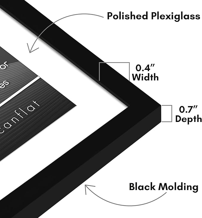 Americanflat 15x15 Picture Frame with Polished Plexiglass - Use as 12x12 Frame with Mat or Display 15x15 Photo Without Mat - Streamline Collection - Thin Border Square Frames for Wall Display - Black