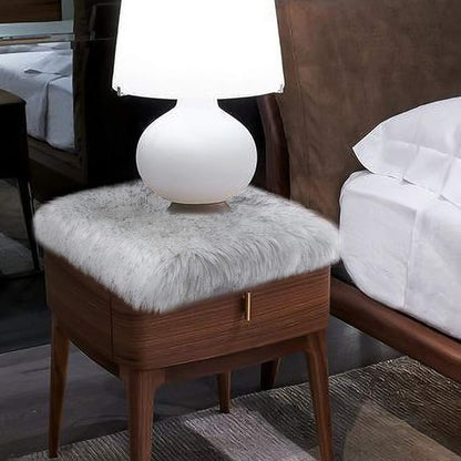 Softlife White Faux Fur Sheepskin Chair Cover Seat Cushion Pad Super Soft Area Rugs for Living Bedroom Sofa Dorm (1.6ft x 1.6ft, White-Grey Tip)