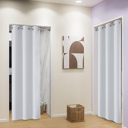 DUALIFE Bedroom Privacy Room Darkening Curtains 2 Panels - Grommet Window Treatments for Bedroom/Nursery 84 Inches Long (34 by 84, 2 Panels, Greyish White)