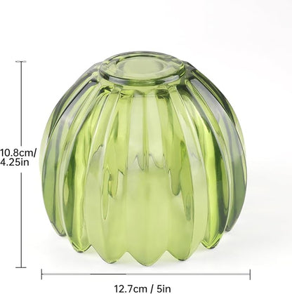 Tulip Storage Container, Jewelry Catchall Bowl, Ring Holder Jewlery Tray Trinket Dish, 5" Dia. * 4.25" H, Green Glass, Thick and Exquisite, 2 Pack