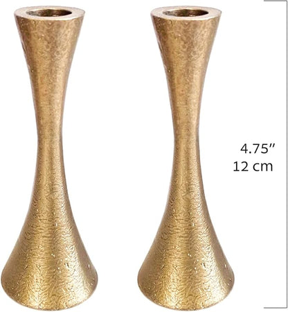 Yair Emanuel Shabbat Candle Holders Tapered Design, Brass or Silver Finish, Shabbos Candlestick Holders Judaica Wedding Gift (Antique Brass, 4.7)