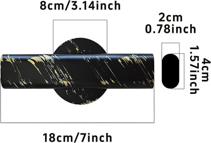 7" Wall-Mounted Flower Tube, Top/Bottom Open Vase Tube, Wall Metal Flower Tube Decoration Holder for Flower Display with Sticker, 2pcs(Black Gold)