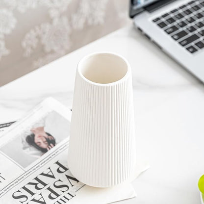 8 inches Modern Simple White Boho Vase for Pampas Grass and Dry Flower, Water Proof Vase for Home Living Room Farmhouse Office Decor