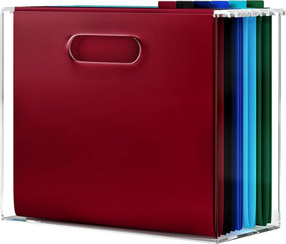 File Organizer for Desk - This Acrylic Storage Box is great for Office Organization - Its Modern Acrylic Magazine Holder makes a Great Gift for Home/Work Space