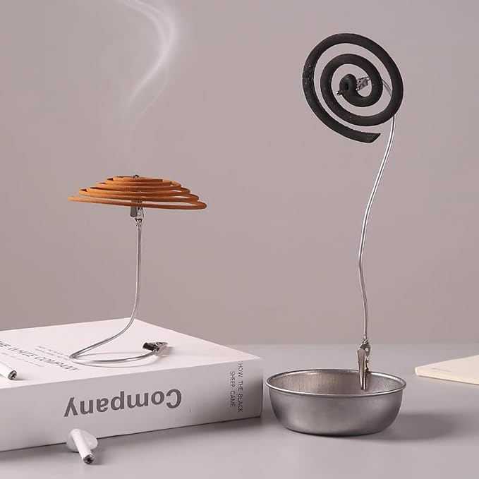6 Pack Incense Holder Clips Flexible Double Ended Clips Clamp Arm Stand for Sticks Insence Stick Holder Ash Catcher with Removable Glass Incense Burner Citronella Incense Coils Camping Terrace