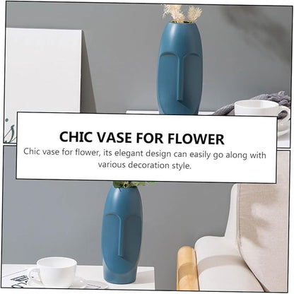 Generic Abstract Navy Blue Plastic Vase Lightweight Decorative Flower Container for Home Office Hotel Wedding Centerpiece with Dried Flower Display