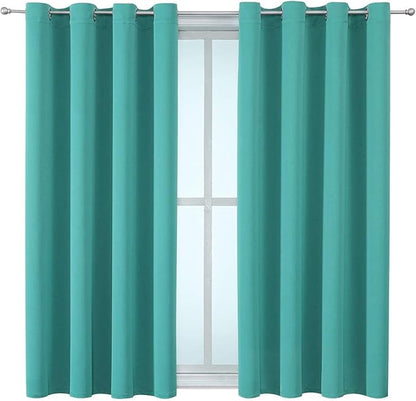 ChrisDowa Grommet Room Darkening Curtains for Bedroom and Living Room - 2 Panels Set Thermal Insulated Blackout Curtains (Teal, 52W x 54L)