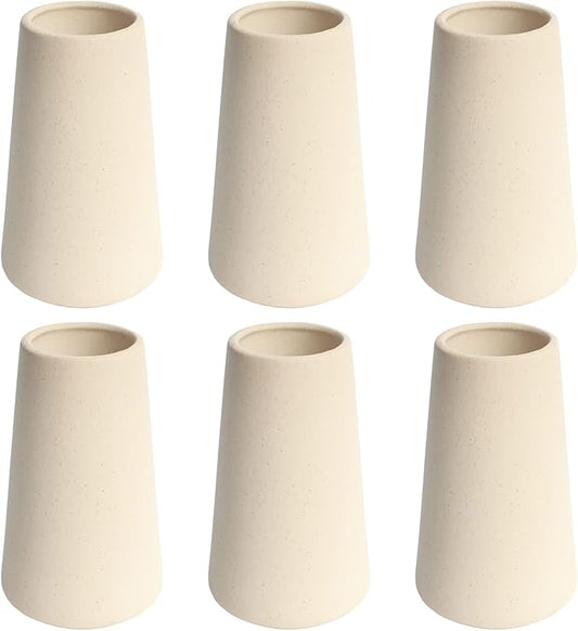 YANLING 6 Pack Light Yellow Vase for Flowers, 6 inch Modern Ceramic Vases for Pampas Grass Simple Shelf Vase Decor, Boho Vases for Home Decor, Vases for Wedding Dinner Table Party Office