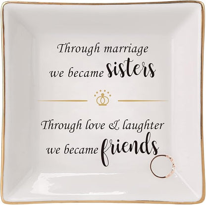 HOME SMILE Ceramic Ring Dish Jewelry Tray for Mom Sister Friends