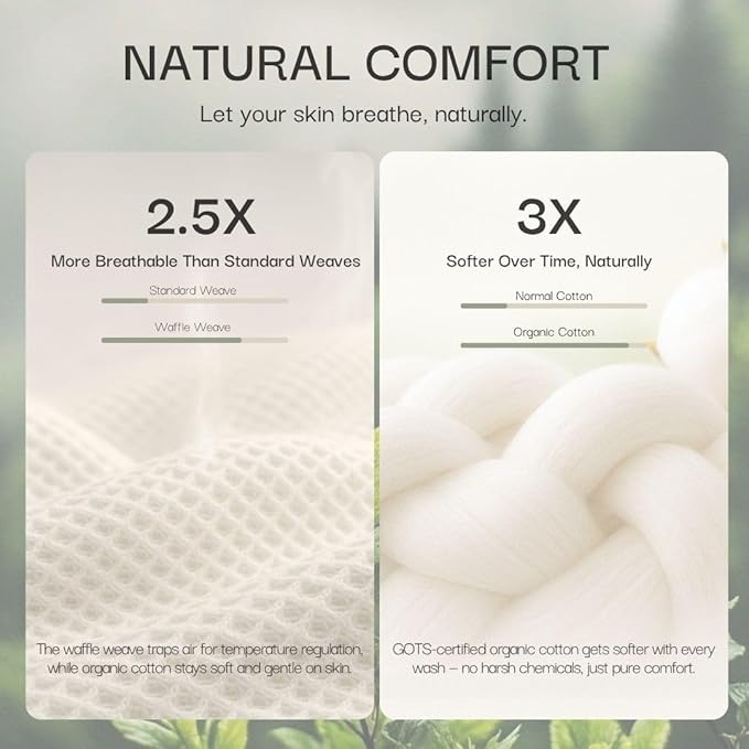 Salt Earth GOTS Certified 100% Organic Cotton Throw Blanket, 55" X 60" Waffle Blankets & Throws for Bed, Throw Blanket for Couch, Modern & Cozy Blanket, All Season, Comfy and Soft Blanket (Sun Bay)