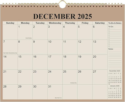 Calendar 2026-18 Months Wall Calendar from January 2026 - June 2027, 2026-2027 Wall Hanging Calendar Planner with Thick Paper, 12" x 14.5", Beige