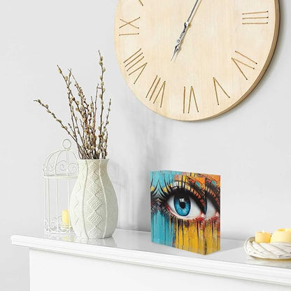 Decorative for Home Decor Paint Abstract Texture,Watercolor Eyes Acrylic Desk Decor 4x4 Tabletop Wall Sign - Presents for the Friends - Housewarming Presents