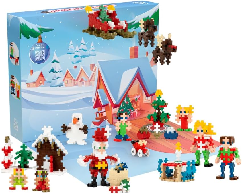 Plus Plus Christmas Advent Calendar 2025, 25 Kids Building Block Toys, Mini 3D Puzzle Kits, Fun Holiday Countdown Stem Gifts, 600 Pieces - Original