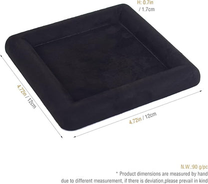Black Velvet Jewelry Display Tray, Luxury Velvet Ring Holder Showcase for Necklaces Earrings, Jewelry Store Display and Ecommerce Photography Prop, 4.72x4.72 Inches (Black)
