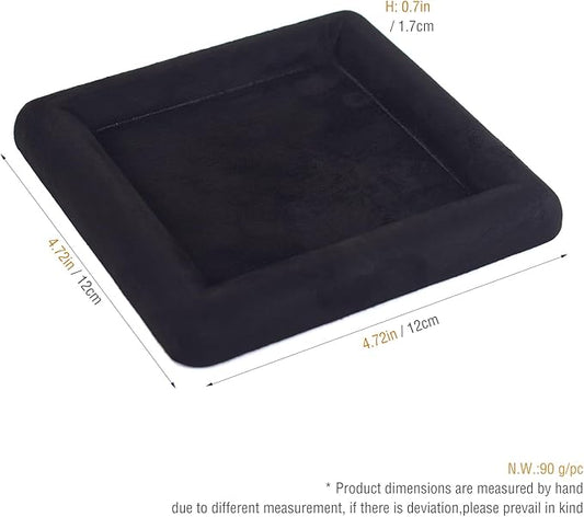 Black Velvet Jewelry Display Tray, Luxury Velvet Ring Holder Showcase for Necklaces Earrings, Jewelry Store Display and Ecommerce Photography Prop, 4.72x4.72 Inches (Black)