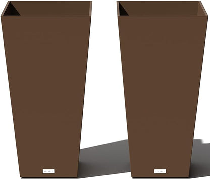 Veradek V-Resin Indoor/Outdoor Taper Planter, Set of 2 (30 inch, Espresso)