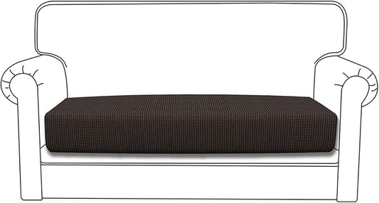 Easy-Going Stretch Loveseat Cushion Cover Sofa Cushion Furniture Protector Sofa Seat Sofa Slipcover Sofa Cover Soft Flexibility with Elastic Bottom(Loveseat Cushion, Chocolate)
