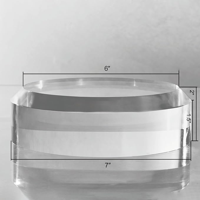 CiaoHER 2in Thickness Acrylic Disc Display Block Clear Polished Round Pedestal Stand Riser (7'' x 2'')