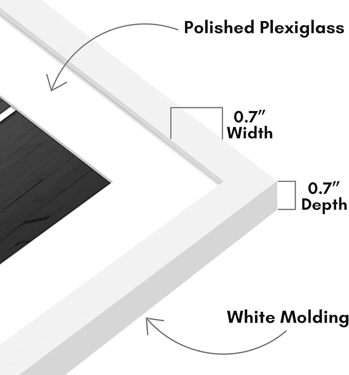 Americanflat 24x34 Poster Frame with Polished Plexiglass - Use as 20x30 Frame with Mat or Display 24x34 Photo Without Mat - Streamline Collection - Thin Border Picture Frames for Wall - White