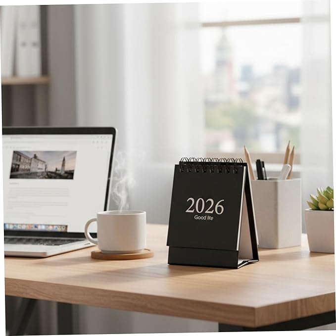 Flip Calendar for Desk 2026, 4-Inch Mini Desk Calendar with Stand for Office Planning and Date TrackingHome Decor
