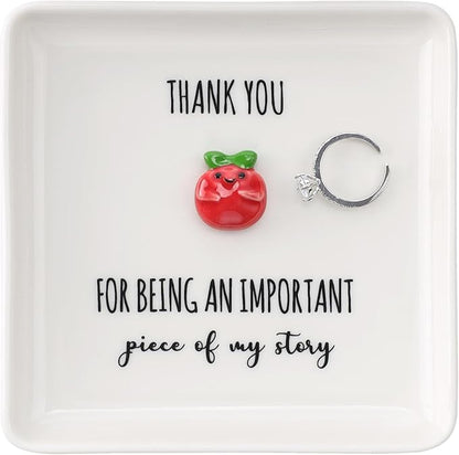 HOME SMILE Gifts for Women Teacher Christmas Ring Dish Jewelry Tray-Graduation Appreciation Thank You School Gifts for Students Teachers Women,Stocking Stuffers for Teacher under 10