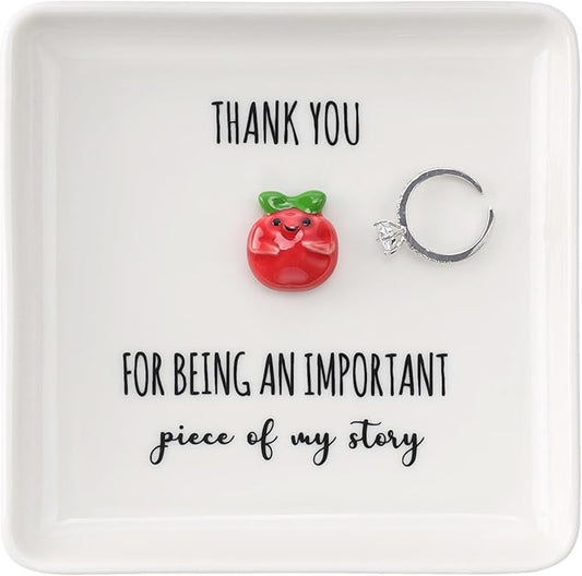 HOME SMILE Gifts for Women Teacher Christmas Ring Dish Jewelry Tray-Graduation Appreciation Thank You School Gifts for Students Teachers Women,Stocking Stuffers for Teacher under 10