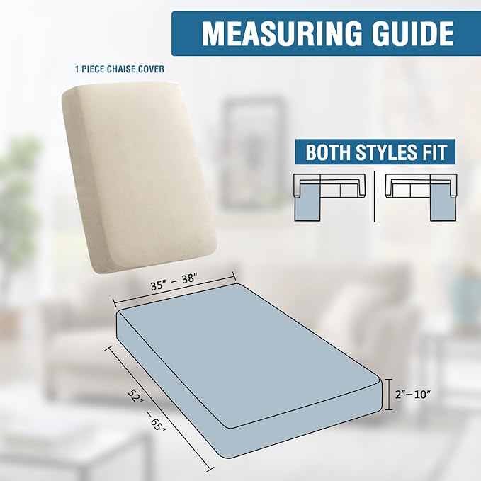 H.VERSAILTEX Super Stretch Individual Chaise Cover Sectional Couch Covers for L Shaped Sofa Both Left/Right Featuring Thick Soft Fleece Fabric (Chaise Cover, Ivory)