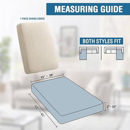H.VERSAILTEX Super Stretch Individual Chaise Cover Sectional Couch Covers for L Shaped Sofa Both Left/Right Featuring Thick Soft Fleece Fabric (Chaise Cover, Ivory)